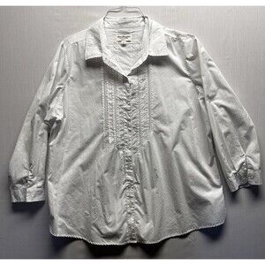 Norm Thompson Women’s White Button Up Embroidered Blouse Plus Size 2xl